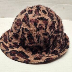 New 100th Ann. Filippo Catarzi Florence Italy Bucket Leopard Cheetah Angora Hat